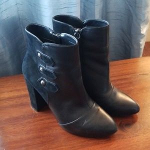 White House Bkack Market black leather ankle boots